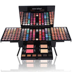MISS ROSE 190 Colors Cosmetic Make up Piano Box Set,Combination with Eyeshadow /Facial Blusher /Eyebrow Powder /Eyeliner Pencil /Mirror,All-in-1 Makeup Gift Set (Color B)