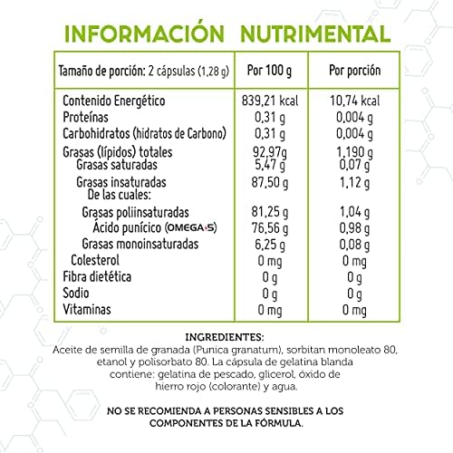 GranaGard Omega 5 30 cáps. con Nanotecnología. Cápsulas de aceite de semilla de granada. Antioxidante potenciado por la nanotecnología.