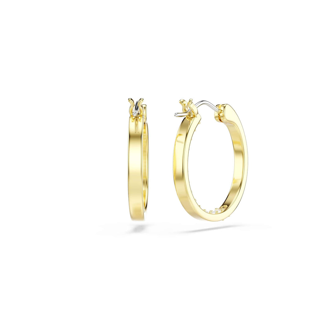 Swarovski Sommerset hoop earrings, Small, White, Gold-tone finish