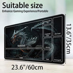 for MTG Game Playmat, for Magic TCG Rubber Play mat,Tabletop Card Playmats with Smooth Surface,Trading Card Inked Game Mat with New Zones,Battle Game,Dragon in Black