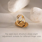 Dikixe Western Chunky Gold Natural Lapis Lazuli/African Jade Statement Ring