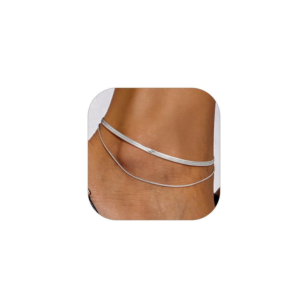 PROSTEEL Silver Anklets for Women Waterproof, 8-10.5" Adjustable