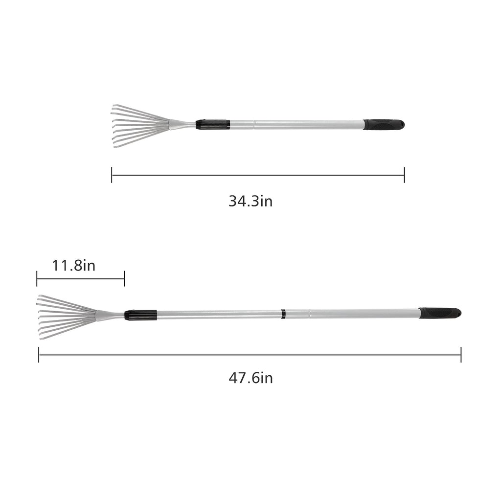 Extendable Handle Shrub Rake for Clean Debris Lawn Shrub Bush and Flowers