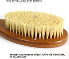 ICANdOIT-17.71Inch Natural Stiff Sisal Bristles Anti-Slip Long Handle Bath Brush,Bent Handle Shower Scrubber for Exfoliating,Shower Back Brush,Exfoliation Set with Pumice Stone(1 Pack)