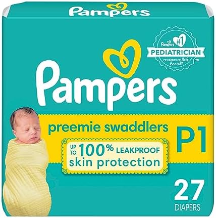 Pampers Swaddlers Diapers Preemie - Size P1, 27 Count, Ultra Soft Disposable Baby Diapers (Pack of 4)