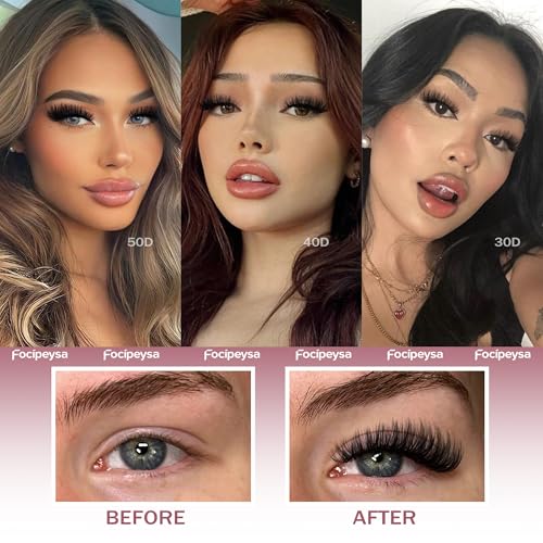 Focipeysa Wispy Lash Clusters 360pcs Eyelash Extension 30D 40D 50D Individual Lashes 9-16mm Mixed Eyelash Clusters Natural Lash Extensions with Lash Bond and Seal and Tweezers DIY Cluster Eyelashes