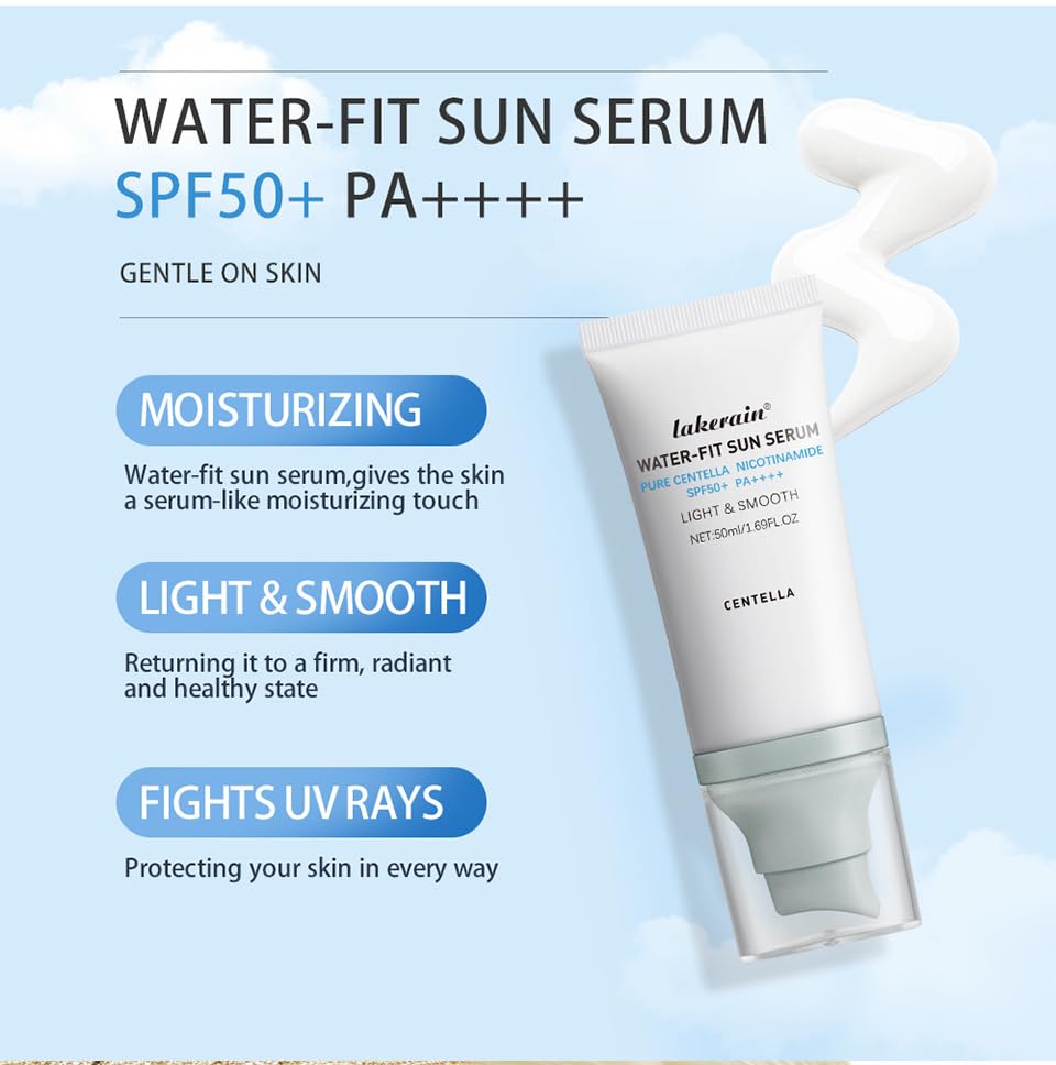 2 Pcs Centella Sunscreen,Lightweight Hydrating SPF50 Centella Sunscreen for All Skin Type and UV Defense.