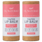 J&L Naturals Tinted Lip Balm | Vegan & Cruelty Free Lip Stain | Zero Waste Makeup | Plastic-Free, Hydrating & Moisturizing Lip Tint | Made in US (Duo (2-Pack), Rose Petal Glow)