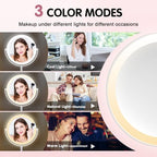 10x Magnifying Mirror with Light - 8in Double Sided Makeup Mirror, 360° Rotation Magnifying Mirror with Light, Portable Travel Makeup Mirror with 3 Color Light,Rechargeable Adjustable Vanity Mirror