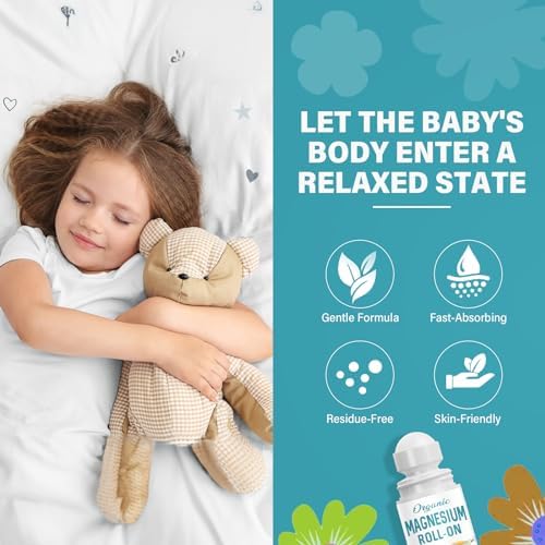 Magnesium Lotion for Kids Sleep & Calm, Magnesium Cream Roll-on Applicator to Help Children Calm & Sleep, Relaxation Formula for Balanced Mood, Bedtime & Sleep for Children-2 oz