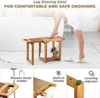 BLUEWEST Adjustable Shower Bench Stool for Inside Shower – 31.7'' Wood Bathroom Bench with Storage Shelf, Built-in Handle & Shower Head Holder, Waterproof Ideal for Sitting, Shelving Legs and Spa Use