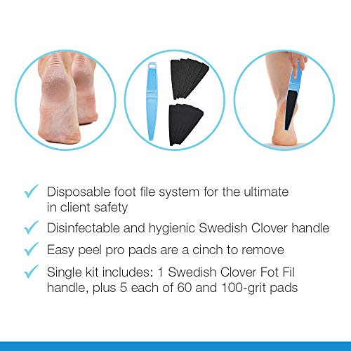 Flowery Swedish Clover Foot File Disposable Pad Kit, Great for Dry Cracked Feet, Refines Calluses