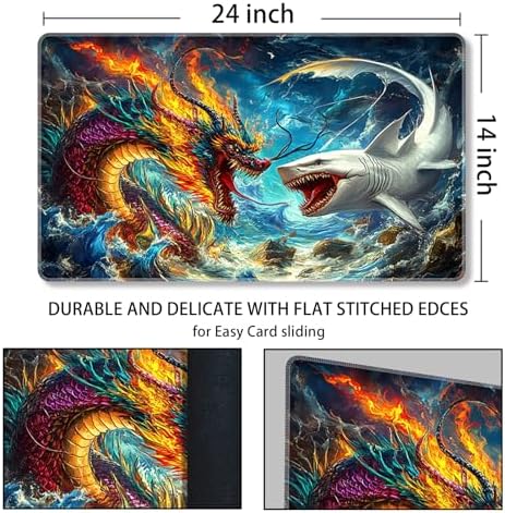 MTG Playmat Magic Card Playmat Game Mat,TCG & CCG Card Games Mat with Free Storage Bags Size 24 x 14 Inches (No with Zones,Fight)