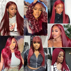 99j Burgundy Lace Front Wigs Human Hair Wigs for Black Women Burgundy Wig 13x4 HD Lace Front Wigs Human Hair Pre Plucked Red Lace Front Wigs Human Hair Straight Lace Front Wigs Human Hair 32 Inch