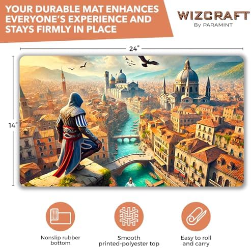 Assassin Overlooking (Stitched) - MTG Playmat - Compatible with Magic The Gathering Playmat - Play MTG, YuGiOh, TCG - Original Play Mat Art Designs & Accessories