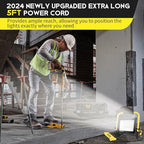10000LM LED Work Light: Portable Work Light with 5FT Cord - IP66 Waterproof Flood Light for Outdoor Indoor Job Site Workshop Garage Construction Site Lighting, Gifts for Men