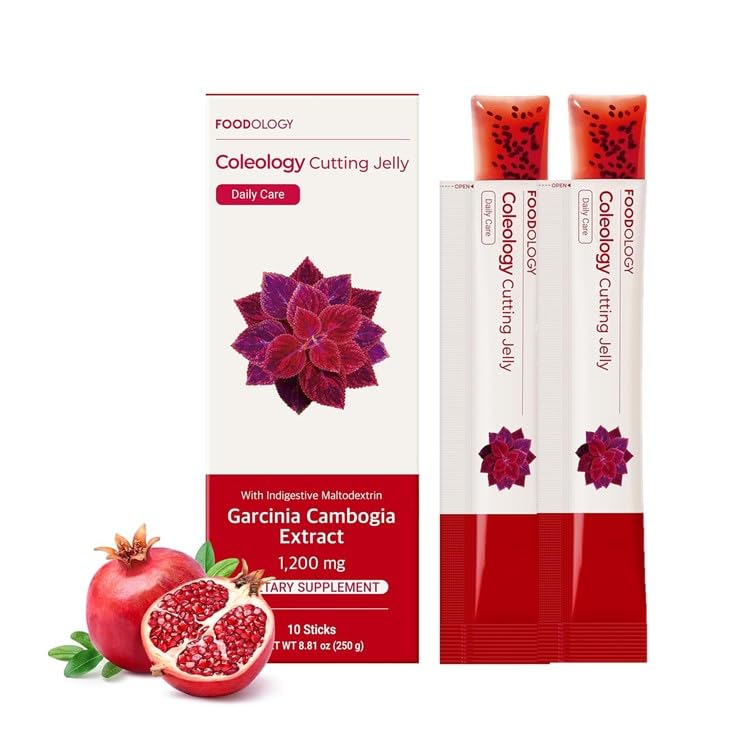 FOODOLOGY Coleology Cutting Stick Jelly – Appetite Suppressant, Chia Seeds, Garcinia Cambogia HCA, Korean Dietary Supplement with Collagen (20 Counts, Pomegranate)