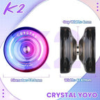MAGICYOYO K2 Crystal Yoyo 2 Pack, Professional Responsive Yo Yo for Kids Beginner, Dual Purpose Yo yo with Unresponsive Bearing for Advanced +12 Yo-yo Strings+2 Holes Case(Gradient+Black)