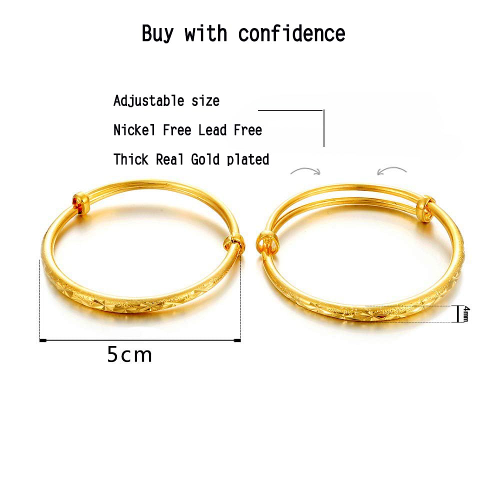 Ethlyn 2pcs/lot 18K Gold Plated Stars Kids Lucky Bangles &bracelets Birthday Christmas Gifts for baby boys and girls (B151)