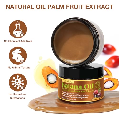 Raw Batana Oil for Hair Growth, Pure Unrefined and Organic Dr. Sebi Hair Growth Oil from Honduras, Batana Hair Growth Oil for Repairs Damaged Hair & Prevent Hair Loss (1pcs)