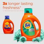 Tide Plus Febreze Freshness, HE Turbo Clean Liquid Laundry Detergent, Botanical Rain Scent, 132 fl oz, 94 loads