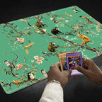 Playmats for Magic: The Gathering MTG Card Game Mat Plus 50 Pcs Card Sleeves, 24 x 14 inch TCG Mat with Stitched Edge for Commander Deck Duskmourn Board Game, Monkeys