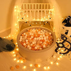 Ball Pit Balls with Starballs 100 - Crushproof Plasticballs for Babies Toddlers Kids Children for 1 2 3 4 5 Years Old,5 Colors,2.15inches, Beige Gold White Clear