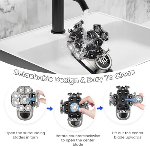 9D Head Shavers for Bald Men, Upgraded 6-in-1 Mens Grooming Kit, Detachable Bald Head Shavers for Men, Wet/Dry LED Display, Travel Lock Electric Razor for Men with Type-C Charge