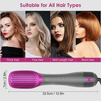 3 in 1 Hair Dryer Brush Professional 1200W Powerful Ceramic Tourmaline 3 Heat/2 Speed Settings One Step Hair Dryer and Styler (Gray)
