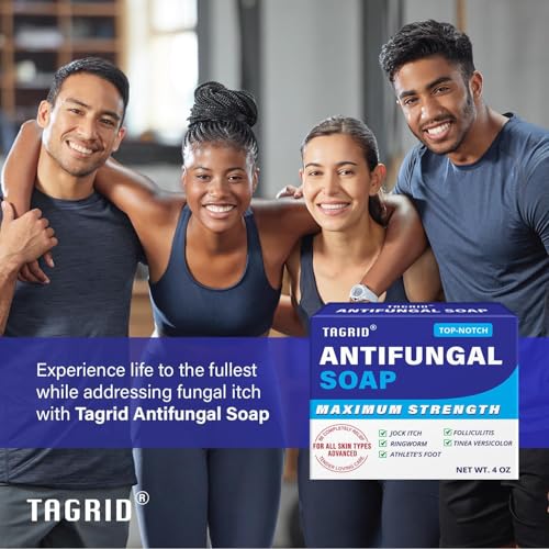 TAGRID Antifungal Soap Kit, Tea Tree Soap, Antifungal Face Wash, Antibacterial Treatment for Body Jock Itch, Ringworm, Athlete's Foot, Folliculitis, Tinea Versicolor, Fungal Acne Treatment (TOP-NOTCH)