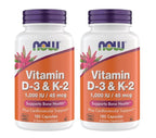 Now Supplements Vitamin D3 K2, 1,000 IU/45 mcg, Cardiovascular Support, Supports Bone Health, 180 Vegetarian Capsules - Vegan, Gluten Free, Kosher Vitamin D3 and K2 Supplements (2)