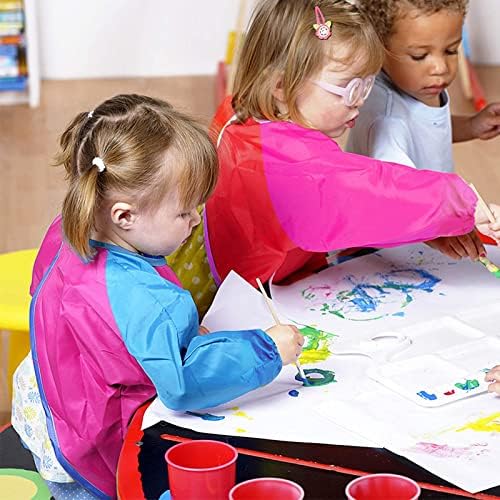 Zkptops 12 Pack Kids Art Smocks Waterproof Kid Painting Aprons Toddler Art Smock Kids Paint Smocks with Long Sleeve 3 Roomy Pockets for Age 3-7 Years
