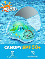 LAYCOL Baby Swimming Float Inflatable Baby Pool Float Ring with Sun Protection Canopy,add Tail no flip Over for Age of 3-36 Months