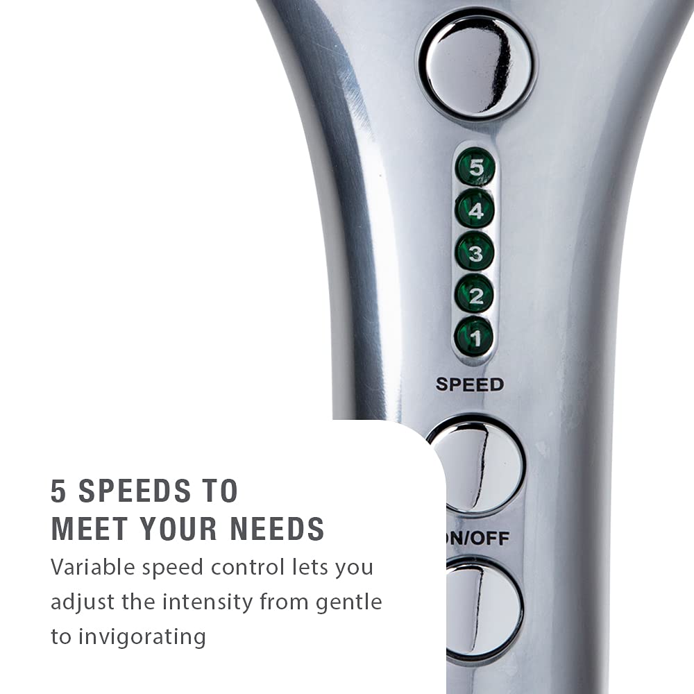 Brookstone B-HHP-650J Cordless Neck, Back Percussion Massager Deep Kneading Dual-Node Portable Light-Weight Rechargeable Brookstone Max 2, Silver ()