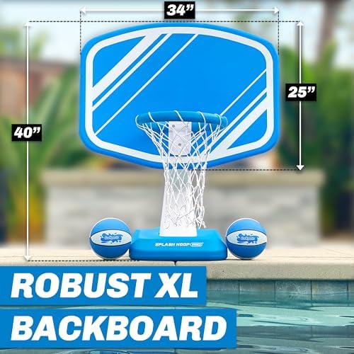 GoSports Splash Hoop PRO Swimming Pool Basketball Game - Includes Poolside Water Basketball Hoop, 2 Balls and Pump - Blue