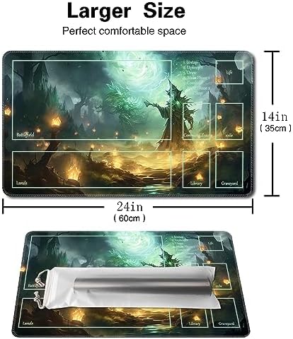 MTG Playmat Size 24x14in Free Storage Bags Non-Slip Backing Printing, Ideal for Card Game Enthusiasts TCG Playmat (with Zone,Evil in The Night)