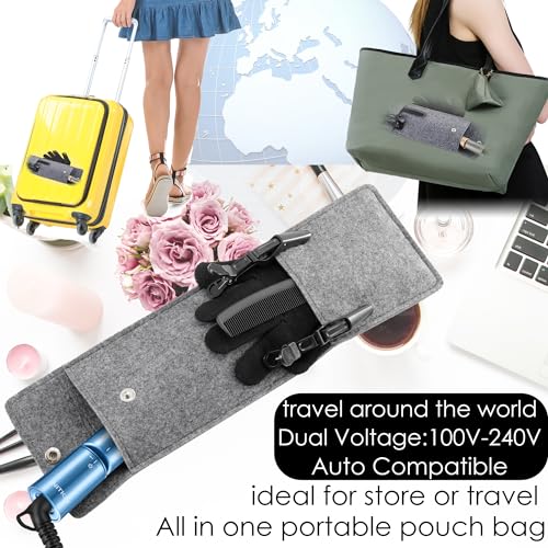 NITION Nano Titanium Hair Straightener 1" Heating Plate Smooth Straightening Flat Iron for Hair. LCD 265-450°F Adjustable for All Hair Type. Travel Pouch Bag Included. MCH Fast Heating Up. Blue