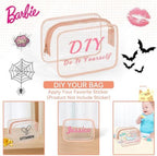12 PCS Clear Toiletry Bag for Women Men, Transparent Cosmetic Bag for Travel Makeup Organizer TSA Approved Pouch -Orange-pink, Small