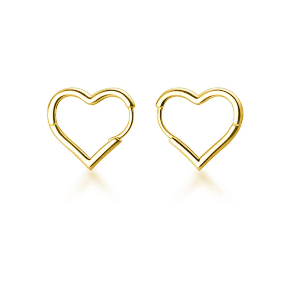 SLUYNZ Solid 925 Sterling Silver 1.6CM Heart Hoop Earrings for Women Teen Girls Minimalist Hoop Earrings Sweet Love Heart Earrings (B-18K Gold Plated)