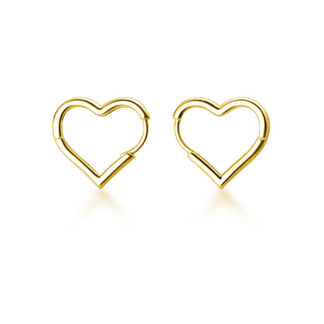 SLUYNZ Solid 925 Sterling Silver 1.6CM Heart Hoop Earrings for Women Teen Girls Minimalist Hoop Earrings Sweet Love Heart Earrings (B-18K Gold Plated)