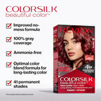 Revlon ColorSilk Permanent Hair Color, 100% Gray Coverage Dye Kit, Ammonia-Free, Keratin and Amino Acids, Red Shades, 45 Bright Auburn (Pack of 3)