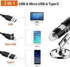 USB Microscope, Digital Handheld 40X-1000X Magnification Endoscope Mini Video Camera with 8 Adjustable LED Lights, Compatible with Windows 7/8/10/11 Mac Linux Android (with OTG)
