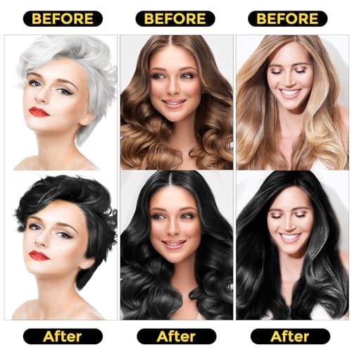 Hair Dye Shampoo 3 in 1, Herbal Shampoo Hair Dye for Women Men, Grey Coverage Shampoo 500ml (Black)