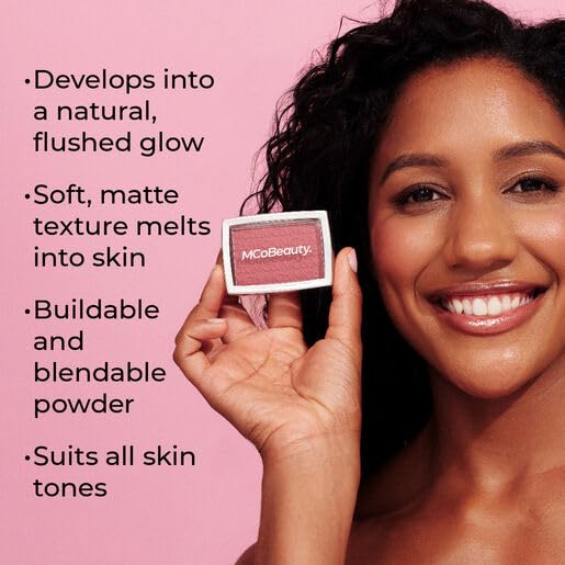 MCoBeauty Glow Up pH Powder Blush - Blush Red, Customizable Matte Blush, Vegan, Cruelty Free Cosmetics