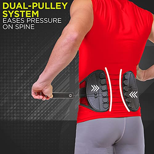 BraceAbility Spine Sport Lower Back Brace - Working Out, Exercise, Run, Kayak, Golf, Gym, Manual Labor, Tennis, Athletic Lumbar Corset for Active Women and Men (2XL)