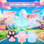 3pcs Big 5.5in Thin Squishy Cat Paw Squeeze Toys,Cute Kawaii Squishies,Cat Paw Fur Ball,Jelly Kitty Paw Squishy Funny for Adults Kids (3pcs Black+Pink+Blue Big 5.5in Thin)
