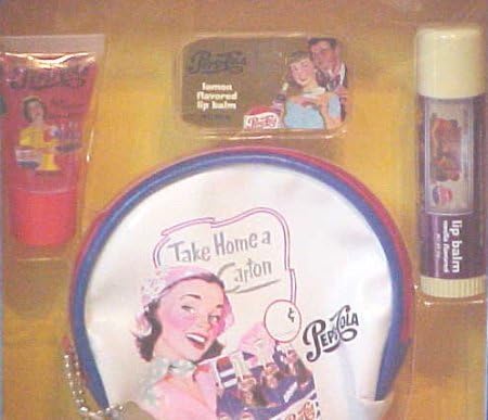 Pepsi Cola Flavored Lip Gloss and Lip Balm with Pouch Set (Cherry, Lemon & Vanilla)