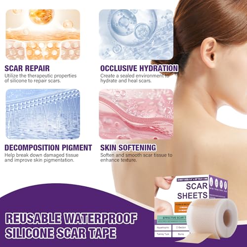 Silicone Scar Sheets,Silicone Scar Tape,Scar Tape for Surgical,C-Section,Tummy Tuck,Keloid(1.6"X 120" Roll-3M) Keloid Bump Removal