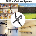 Heavy Duty Shelf Brackets 12 x 8 inches, 6 Pack Black Metal Shelves Supports, Load Capacity: 600 lb, Wall Mounted Angle L Floating Shelf Bracket, Rough Texture Powder Coating, HOME MASTER HARDWARE