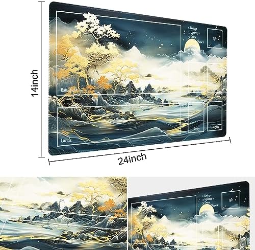 MTG Playmat Size 24x14in Free Storage Bags Non-Slip Backing, Ideal for Card Game Enthusiasts TCG Playmat (Autumn Dream-Deck)